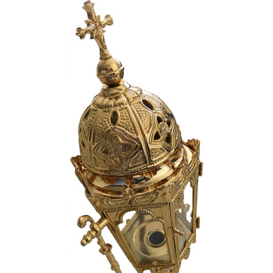 Farol procesional de metal dorado