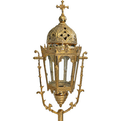 Farol procesional de metal dorado