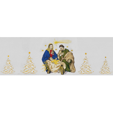 Mantel navideño con motivos religiosos