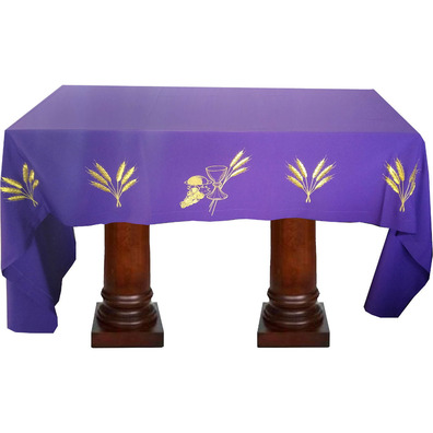 Manteles para mesa de altar con tela de color morado