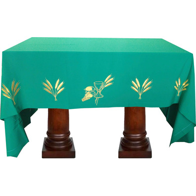 Manteles para mesa de altar con tela de color verde