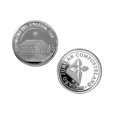 Moneda de plata recuerdo del sepulcro del Apóstol Santiago