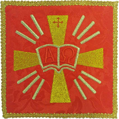 Palia bordado Alfa y Omega | Conjuntos de Altar rojo