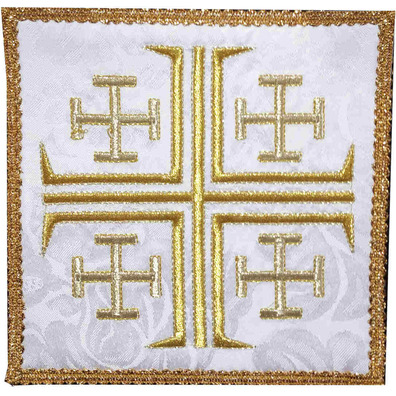 Palia bordado Cruces de Jerusalén | Ornamentos litúrgicos blanco
