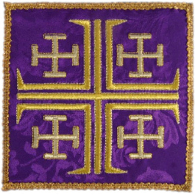 Palia bordado Cruces de Jerusalén | Ornamentos litúrgicos morado