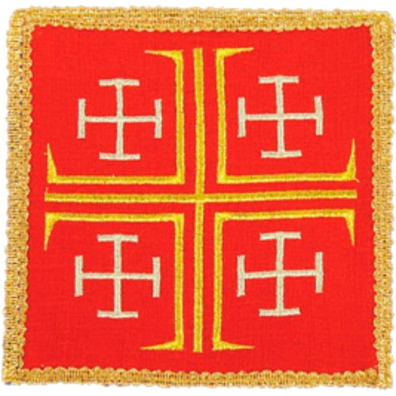 Palia bordado Cruces de Jerusalén | Ornamentos litúrgicos rojo