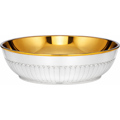 Patena de plata sin pie con repujado sencillo