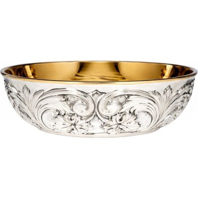 Patena de plata grabada con interior dorado