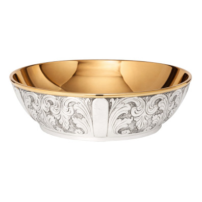 Patena de plata sin base con interior dorado