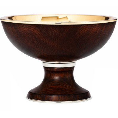Patena de plata y madera con base