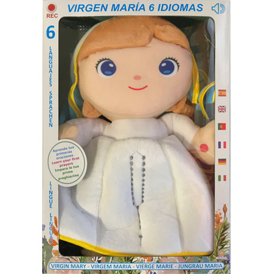 Peluche de la Virgen María con oraciones