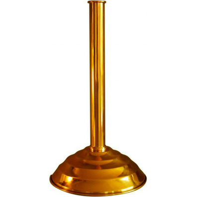 Porta Cruz parroquial de metal pulido dorado