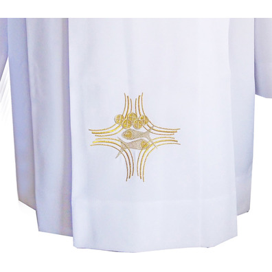 Roquete blanco bordado para sacerdote