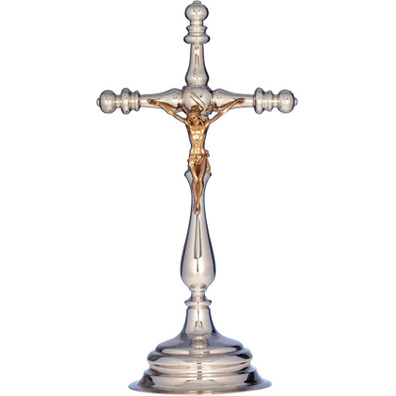 Crucifijo de plata con Cristo dorado