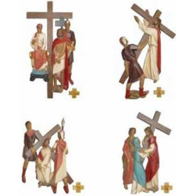 Vía Crucis con estaciones de poliéster policromado