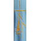 Casulla de poliéster bordada con ribetes dorados azul