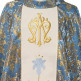Casulla mariana con estolón central bordado azul