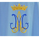 Casulla mariana con insignia y corona bordadas