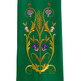 Estolón con diversos motivos litúrgicos bordados verde