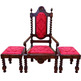 Juego de sillas de castaño con tapizado damasco