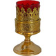 Lámpara de mesa con vaso de cristal rojo