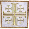 Palia bordado Cruces de Jerusalén | Ornamentos litúrgicos blanco 
