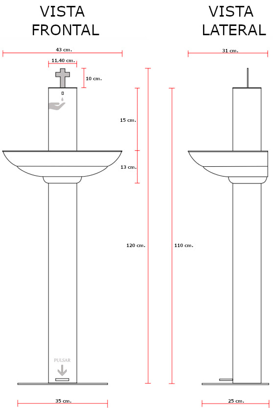 Dispensador automático de Agua Bendita | Medidas