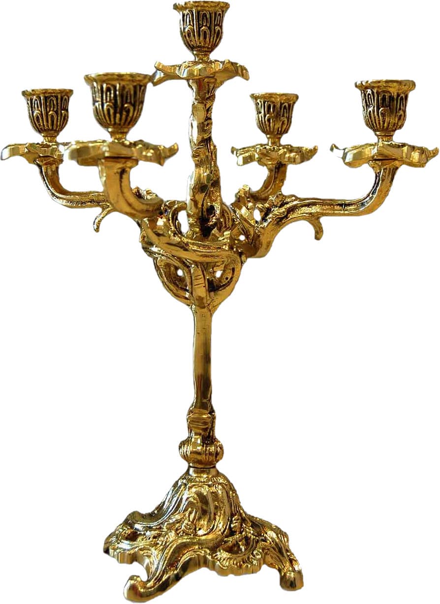 Candelabro de mesa en bronce para cinco velas 