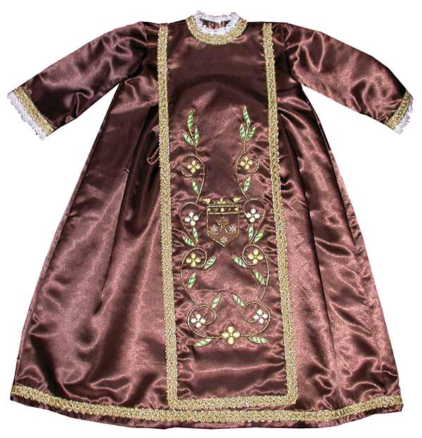 Vestido Virgen del Carmen en raso marrón