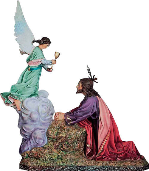 Jesús rezando en el huerto de los olivos con Ángel